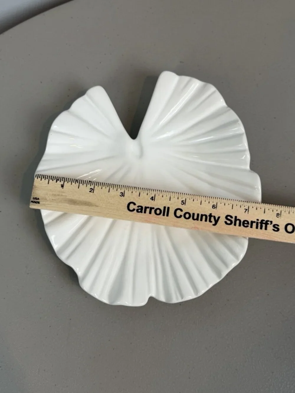 Ambiance Collections White Ceramic Ginkgo Leaf Plate Trinket Dish 8.5”